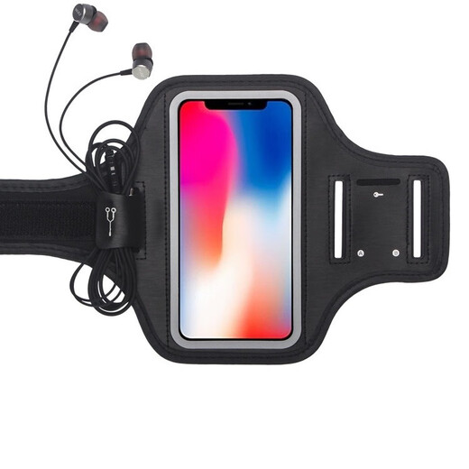 Outdoor sports mobile phone arm bag running arm strap multi-functional but water-resistant mobile phone touch screen mobile phone bag fitness for men and women blue reflective strip M (suitable for mobile phones within 6.2 inches)