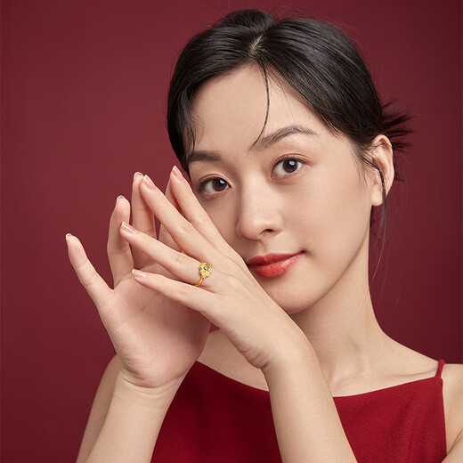 Saturday blessing heart-to-heart gold ring women's pure gold birthday gift price AA012637 Huokou No. 13, about 3.64g