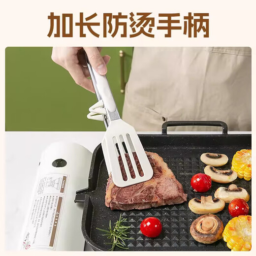 OIMG German stainless steel thickened spatula Kitchen range hood volute cleaning Refrigerator de-icing shovel wall multi-functional artifact Silicone food clip cream white can be used as a frying spatula