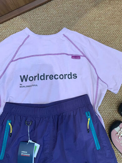 Pink and purple Hasselblad line sun protection short-sleeved shirt for men and women summer tennis badminton quick-drying clothing cycling suit sports suit pink and purple short-sleeved + purple shorts upgraded version M M