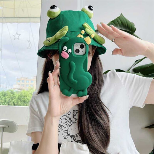 Yusenyi Cucumber Mobile Phone Funny Arms Cucumber Elf Apple 16promax mobile phone case 16/15/14/13/12pro anti-fall 16pro Cucumber Elf Green Apple 16pro