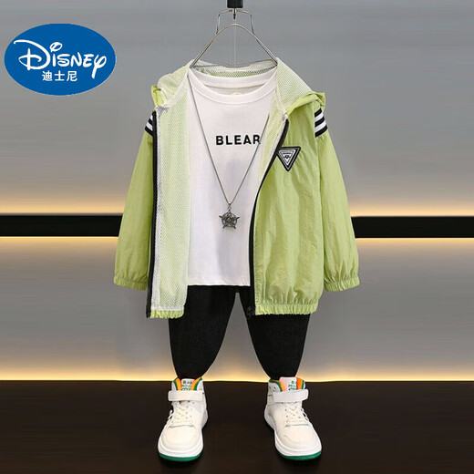 Disney children's clothing boys' summer sun protection clothing 2024 new medium and large children's summer thin boys' breathable sun protection clothing jacket white (New Year's clothing) 120 recommended 110-120cm6-7 years old cm