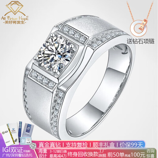 AVHE platinum men's diamond ring, cultivated diamond, Yajun frosted men's ring, wedding gift, Chinese Valentine's Day couple's ring, platinum Yajun men's ring - 30 points diamond