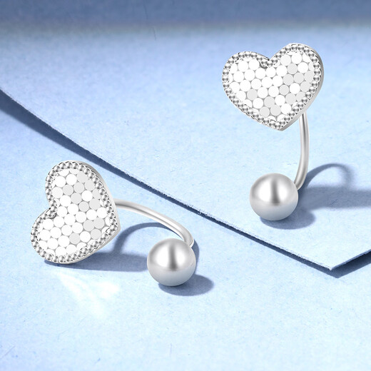 Wanfulong pt950 platinum love honeycomb light pearl platinum U-shaped earrings 2025 new hot style high-end gift for girlfriend Platinum pt950 love light pearl earrings 3.4g