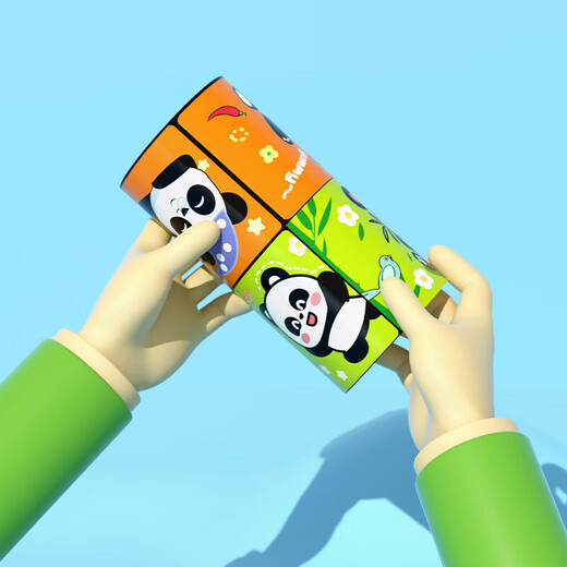 Camie Dragon-Sorte Infinite Rubik's Cube Flip Dreidimensional geometrische Faltungs 3D Deformed Building Block Panda Kinder Jungen Spielzeug kleiner Geschenk Panda Rubik's Würfel Farbbox [alle Set von 6]
