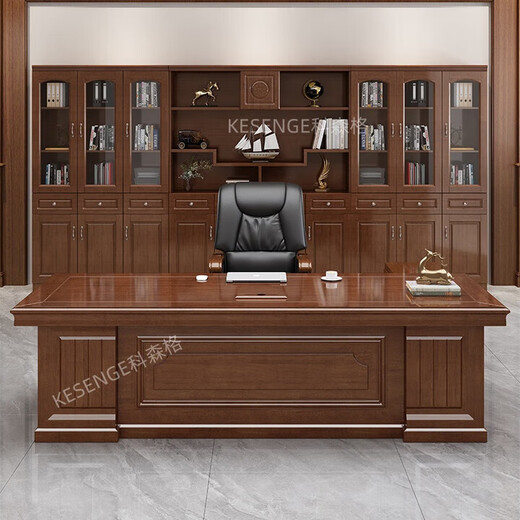 All solid wood boss desk desk Chinese style simple boss desk office chairman and president desk and chair combination 1.6 meters single table without side cabinets all solid wood