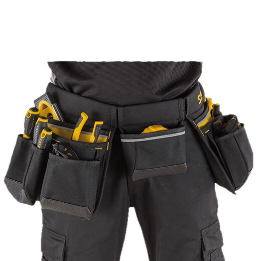 Stanley large-capacity thickened tool belt bag is portable and durable. Four-pocket dual-plug tool belt bag (1-96-181 23)