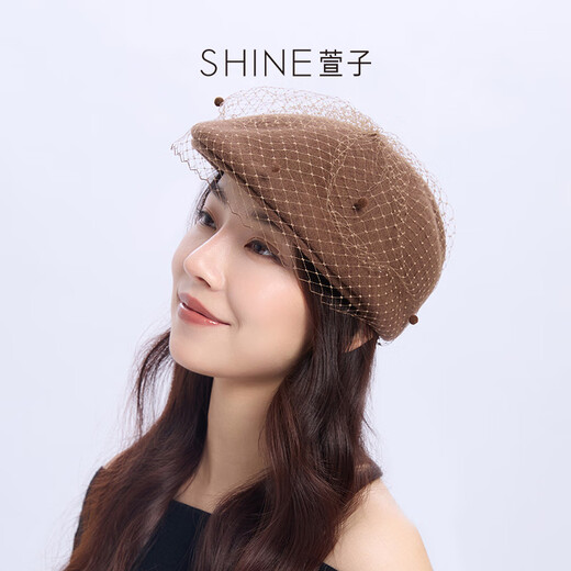 Xuanzi jewelry, elegant mesh beret, autumn and winter atmosphere hat, newsboy hat for women, black M (56-58cm)
