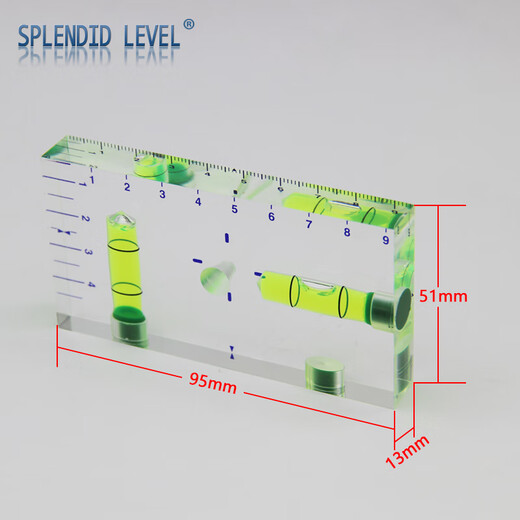 Fully transparent T-type level 9513 two-way integrated small household mini level bubble level Fully transparent T-type 7515 non-magnetic green water
