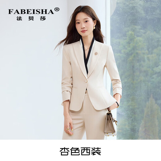 Fabesa small temperament commuter suit for women spring and autumn new formal fashion suit jacket for women black suit + trousers M