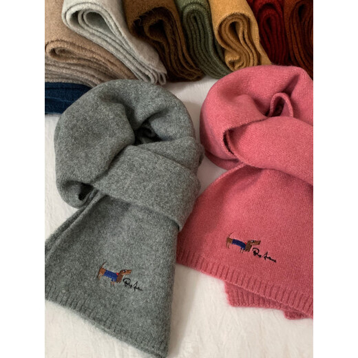 Purchasing agent scarf Korean style atmosphere puppy embroidery with women's 2025 new autumn and winter navy blue