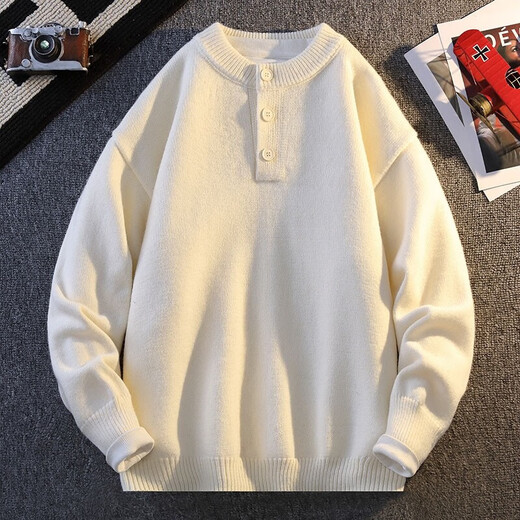 Xiaohongshu's popular red sweater men's autumn and winter round neck zodiac year sweater Henry collar with soft waxy thickening WE6313 light gray M105Jin Jin is equal to 0.5 kg or less, one size fits all