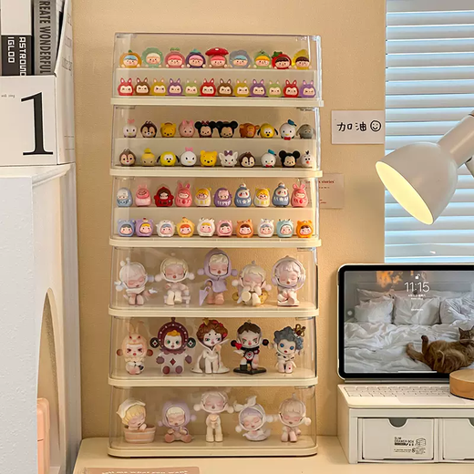 Yusenyi Blind Box Cute Display Box Egg Boy Figure Bubble Mart Storage Rack Food and Play Building Blocks Decoration Landscape Transparent Dustproof (1 Pack Ladder Version) Cute Display Box SF5166