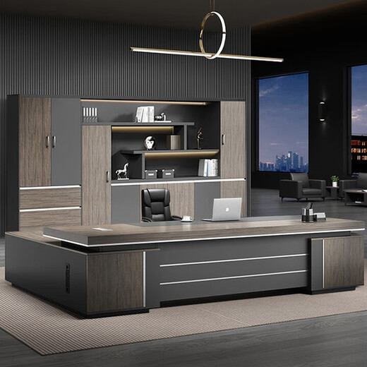 Black gold wood boss desk simple modern president desk combination new Chinese style manager light luxury executive desk furniture 1.6 meters boss desk single side cabinet