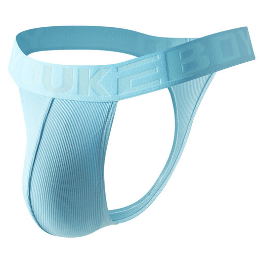 Men's thong solid color comfortable and breathable personalized ribbed sexy U-convex sexy hip lifting thong underwear comfortable and breathable T black M recommended 90-110Jin Jin equals 0.5 kg