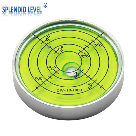 Metal universal level bubble high-precision level bead level with strong magnetic level ruler round level multiple models 50*10mm silver shell green water 2-4 degrees