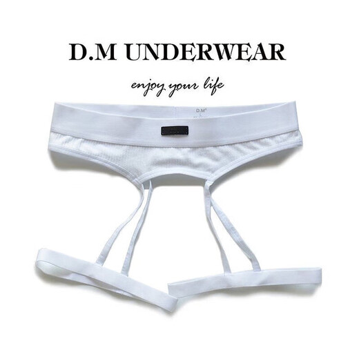 D.M men's underwear low-waisted sexy thong modal wide striped plush soft and empty personality sexy hot T-pants white M100-115Jin Jin is equal to 0.5 kg