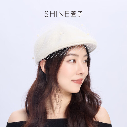 Xuanzi jewelry, elegant mesh beret, autumn and winter atmosphere hat, newsboy hat for women, black M (56-58cm)