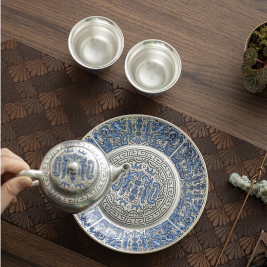 Heritage order high-end gilt silver one pot and two cups kung fu tea set teapot high-end gift box for leaders and elders gilt silver Fulong Gaozhao Yuanzheng teapot set one pot and two cups gift box