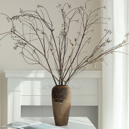 Dried Chinese tallow fruit flower bouquet, natural air-dried real flower, wabi-sabi, wind-length branches, B&B decorative flower arrangement, small white fruit dried flower, white frost vase