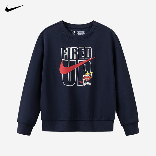 NIKE耐克男童套装加绒秋冬 2025新款女童运动两件套儿童加厚卫衣卫裤 蓝2201+黑【秋冬加绒款】 【高克重】 150 /M 【建议身高140-152cm】