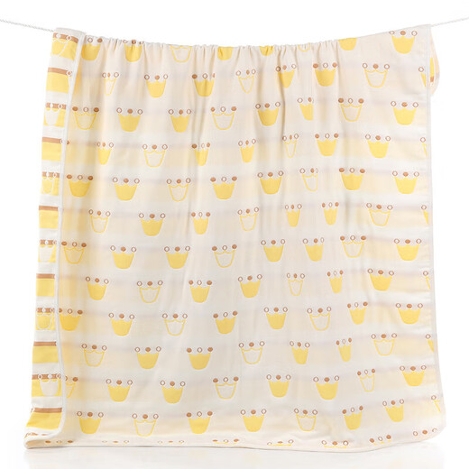 Mufan (mufan) towel quilt pure cotton 6-layer gauze baby blanket Class A newborn child baby air-conditioning quilt student nap blanket Crown yellow 150*200cm