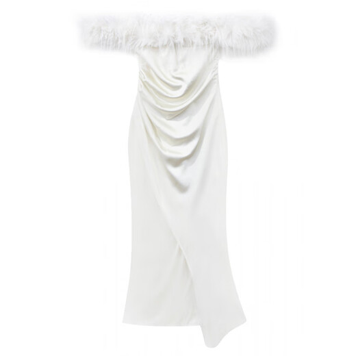 COMIC SOUL temperament one-shoulder white dress new women's spring and autumn slimming skirt French bottoming long skirt off-white S