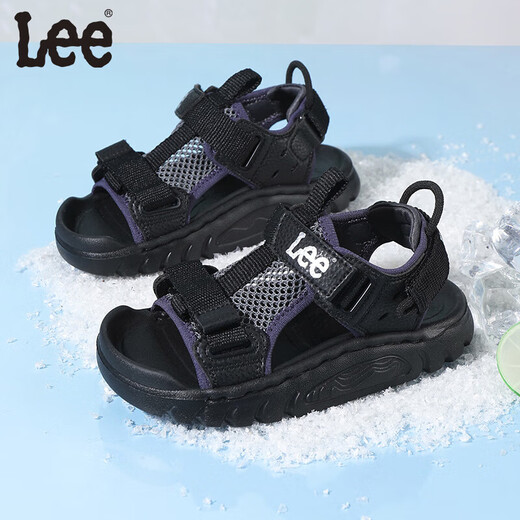 Lee children's shoes summer children's sandals for girls anti-slip soft bottom Velcro breathable beach shoes for boys black 27 recommended foot length 166mm