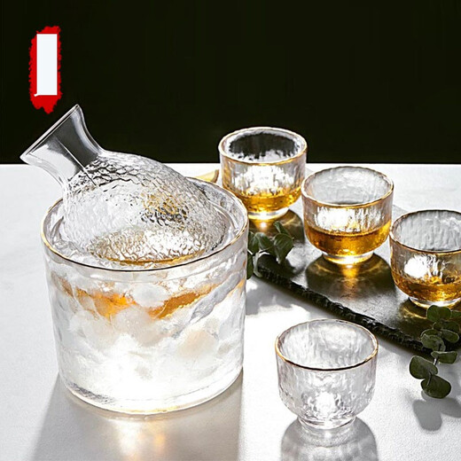 Zhushengmo (ZHUSHENGMO) Japanese wine set glass sake cup soju pot fruit wine cup plum white wine cup small glass wine warmer home set transparent model 1 pot 1 cylinder 4 cups