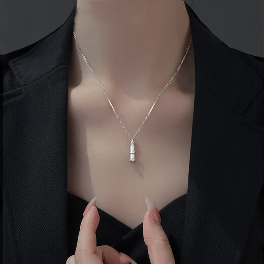 MZMZ Bamboo Leaf Platinum Necklace for Women pt950 Platinum Clavicle Chain Bamboo Leaf Pendant Birthday Gift for Girlfriend Luxurious Platinum Model-Bamboo Necklace