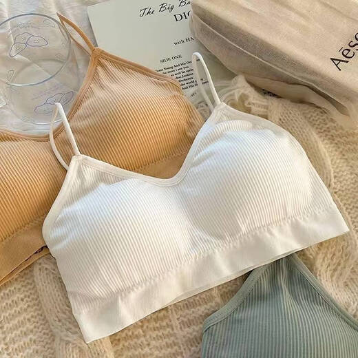 Clolv kissCK girl's beautiful back sports tube top without rims underwear camisole anti-exposure small breast push-up student bra three-piece black + white + gray S 70-90Jin Jin equals 0.5 kg