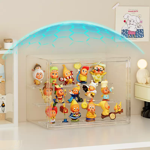 Yusenyi six-sided high-transparency blind suction magnetic display display stand, hand-made three-step acrylic box cabinet, transparent ladder blind box storage, extra-large size (the shelves can be removed at will), six-sided high-transparent (free traceless glue dispensing) three-step ladder