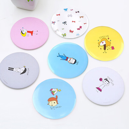 Portable Mirror Cartoon Mini Student Portable Folding Double-Sided Pattern Small Mirror New Handheld Makeup Mirror Cartoon Makeup Mirror 1