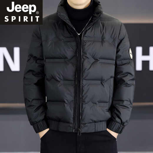 JEEP SPIRIT Premium Stand Collar Down Jacket Men's Winter Jacket 2025 New Lightweight Coldproof Versatile Winter Top Short Black M