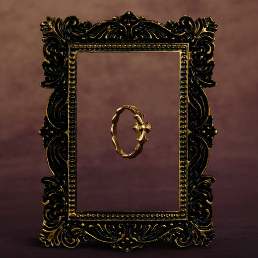 IRIS CROSS Pure Gold Black Gold Good Luck Guardian Iris Contract Narrow Ring Women's Gift About 2 Grams 13#