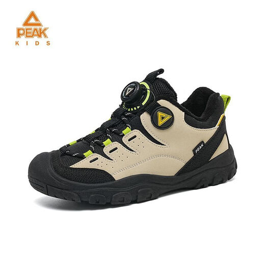 PEAK children's shoes new winter knob-buckle sneakers plus velvet and thickened warm cotton shoes purple 31 suitable for feet of 20.3cm