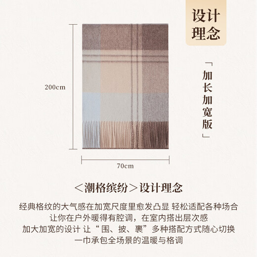 Shanghai Story Upgraded High Count Encrypted and Thickened Plaid Shawl 100% Wool Scarf Mother’s Day Gift Birthday Gift Box