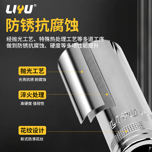 Liyu industrial grade 12.5MM large flying hexagonal extended sleeve chrome vanadium steel sleeve head casing auto repair tool accessories 17MM
