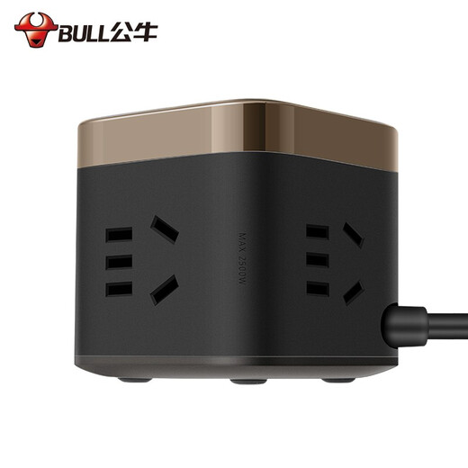 Bull (Bull) Rubik's Cube USB Socket Automatisches Überladen von Black Square Row Plug-In Voll-Stromausfall-Platine Kabel-Board-Multi-USB-Socket Fast-Lade-Ladegerät 1,5 m UU215T [3 Plug-in + 3 USB]