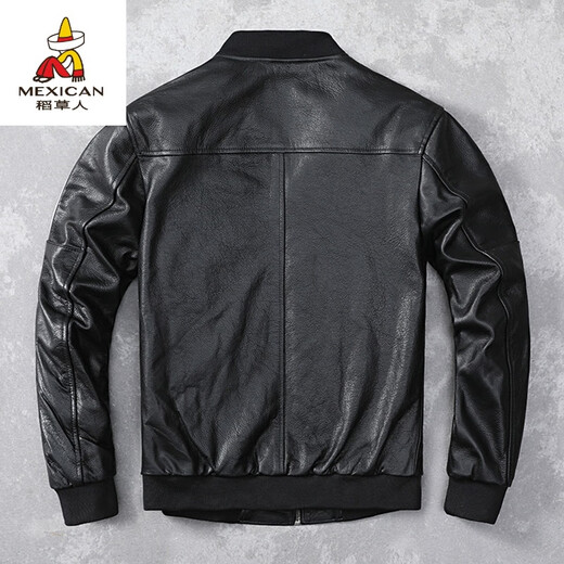
Scarecrow genuine leather leather jacket men's head layer cowhide casual baseball uniform pure leather jacket youth large size thin spring and autumn jacket black top layer cowhide 4XL