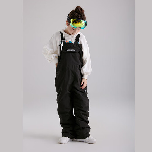 Bounce rope new product children's ski pants suspenders boys and girls ski clothing big children thickened waterproof outdoor snowboard sports pants black_zipper legs M 120 size_(suitable for height 120-125c)
