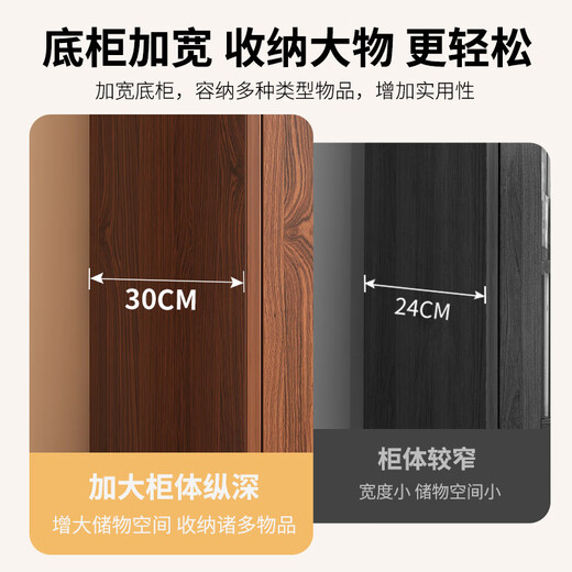 Zhong Zhangguo wine cabinet living room wall-mounted integrated cabinet home meal preparation cabinet solid wood color tea cabinet entrance display cabinet partition cabinet 4 doors 1 drawer pastoral color 61x30x150cm