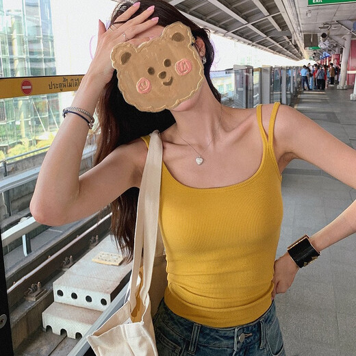 Jincheng double shoulder strap camisole women's new summer Korean style slimming versatile underwear with breast pads beautiful back top trendy milk white AL78 one size fits all (80-125Jin Jin is equal to 0.5 kg)