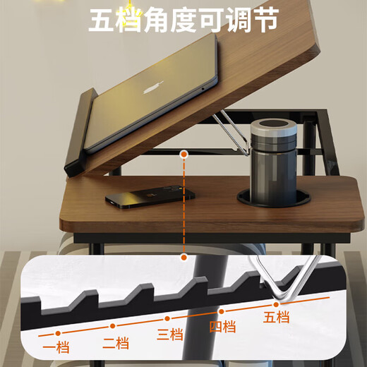 Liftable bed small table laptop stand bedroom bay window table home lazy bed table student dormitory black brushed five-speed lift + cup holder