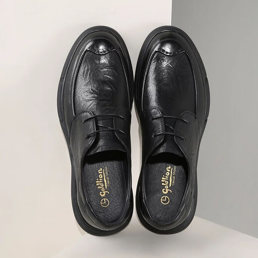 Jinlilai Herrenschuhe Neugeschäft Casual Schuhe Leder Schuhe Weiche Oberflächenboden Schicht Cowhide bequem und vielseitig Schnüre-up Herrenschuhe schwarz 40