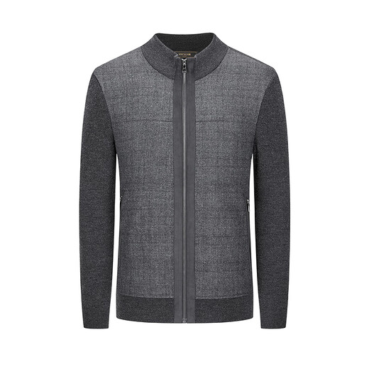 YOUNGOR sweater jacket men's all-wool stand-up collar zipper cardigan all-wool knitted wool matching 2025 shopping mall same style dark gray YWQW615274CKA L 105cm (recommended 145-165Jin Jin equals 0.5 kg)