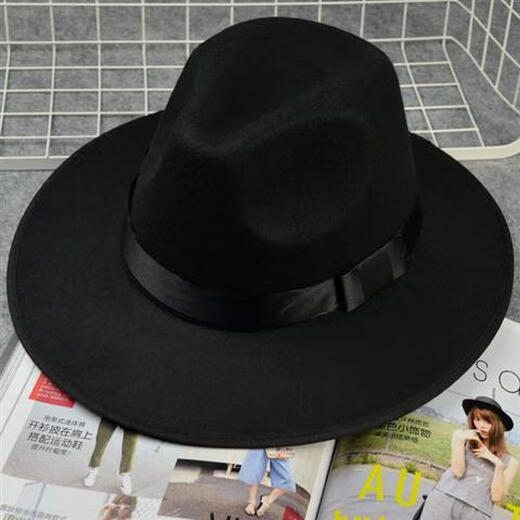 Yaochao Xu Wenqiang's same style hat, fashionable and versatile British jazz hat stage Michael Jackson hat for men, black cover style, adult style (56-58cm)