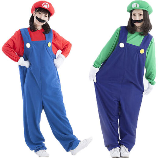 Halloween cosplay masquerade plumber overalls mario mario luigi costume children red S