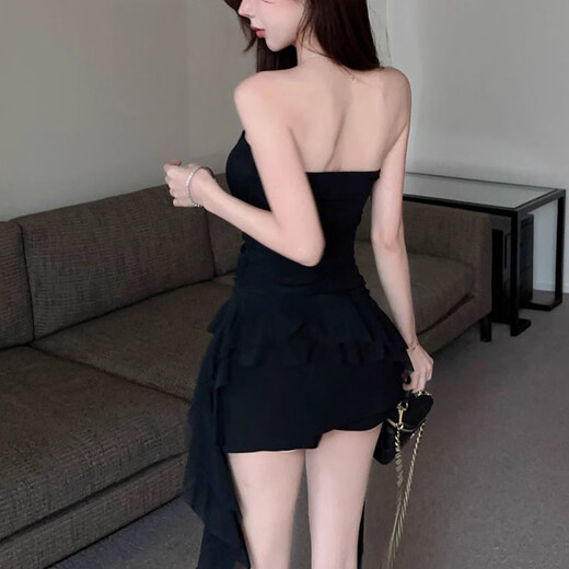 Autumn Ballad French Ruffled Ribbon Tube Top Female Hot Girl Sleeveless Outerwear Cropped Top Red M Recommended 90-100Jin Jin is equal to 0.5kg