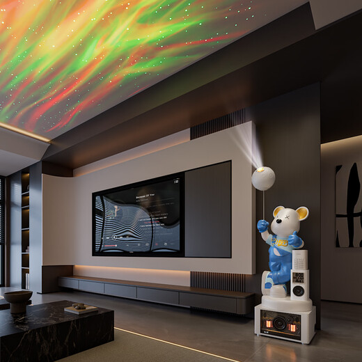 Jizhao 2026 new karaoke multi-function clock violent bear living room ornaments next to the TV cabinet high-end atmosphere and high-end beige + karaoke audio multi-function clock + Xiaoai audio + starry sky light